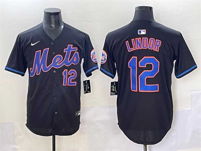 Men's New York Mets #12 Francisco Lindor Black Alternate Limited Stitched Jersey,We sell and wholesale Men's New York Mets #12 Francisco Lindor Black Alternate Limited Stitched Jersey on line form chian!